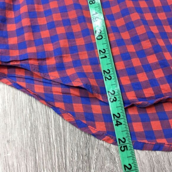 ROOTS CANADA RED/BLUE CHECKERED BUTTON UP LONG SLEEVE LIGHTWEIGHT SHIRT MEDIUM - Picture 6 of 10